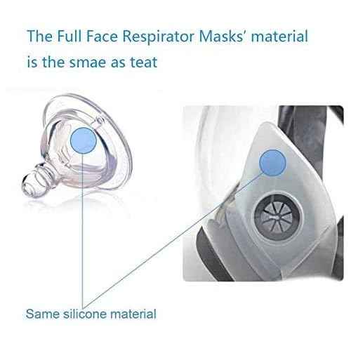 17 in 1 Full Face Large Size Respirator,Reusable Full Face Respirator Widely Used in Organic Gas,Paint Sprayer, Chemical,Woodworking,Dust Protector, Medium