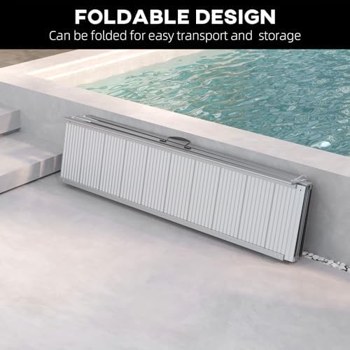 HOMCOM Wheelchair Ramp 10FT, Foldable Aluminum Threshold Ramp with Non-Slip Surface and Handle, 600lbs Weight Capacity, Suitcase Handicap Ramp for Home, Doorways, Curbs, Steps