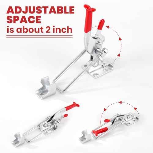 8 Pack Heavy Duty Toggle Clamp Latches 431 Type, 2000Lbs Holding Capacity Adjustable Latch U Bolt Self Lock Toggle Latch Smoker Lid Latch for Tire Carrier Latch Trailer Latch Door Latch Hardware