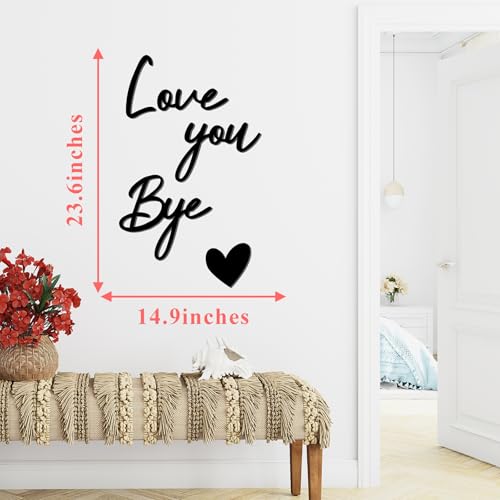 Love You Bye Sign Entryway Decor Wooden Above Door Decoration Decals Peel and Stick Home Family Wall Stickers Decor Entryway Wall Art Sign Black Love Wall Art for Farmhouse Kitchen Living Room Gift