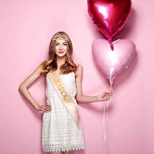 Chuangdi 2024 Graduation Satin Sash Crown Tiara Kit 2024 Graduated Party Decorations Rhinestone Tiara