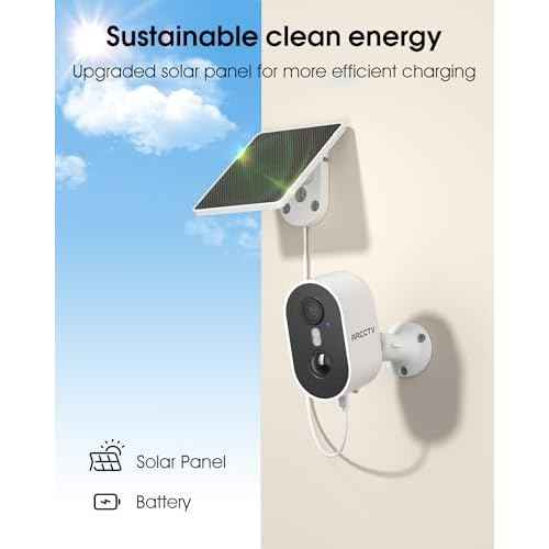 Security Camera Wireless Outdoor, 4MP Recharge Battery Powered WiFi Camera with Solar Panel, Motion Detection, Color Night Vision, 2-Way-Audio, 2.4G/5G Dual Band WiFi