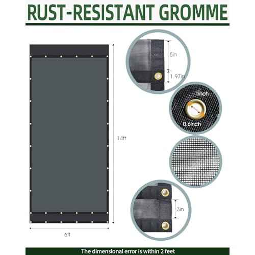 FoundGo 6' x 14' Dump Trailer Tarp [18oz] Heavy Duty Dump Truck Mesh Tarp with Grommets Vinyl Coated Waterproof Truck Cover with Double Pocket incl. 4X Elastic Rope