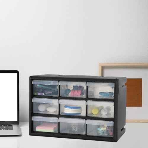 Plastic Drawer Storage Cabinet, 9-Drawer Plastic Drawers Organizer for Small Parts