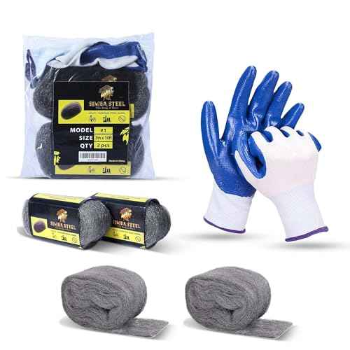 Wool - 2 Pack 3" x 10ft Steel Wool with Gloves, Ideal for Sealing Gaps and Holes in Home, Garage, Pipes, and Vents