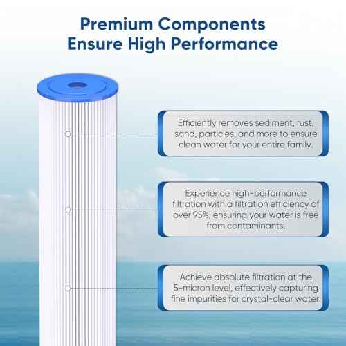 PUREPLUS 5 Micron 20" x 4.5" Whole House Pleated Sediment Filter for Well Water, Replacement Cartridge for ECP20-20BB, AP810-2, SPC-45-2020, R30-20BB, HDC3001, ECP5-20BB, 2Pack