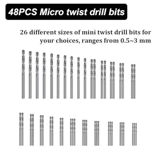Dianrui 60 PCS Pin Vise Hand Drill Set including a Hand Drill, a Elbow Tweezers, 10 PCS PCB Mini Drills Bits, and 48 PCS 0.3-3.5mm Twist Micro Drill Bit Set for Jewelry DIY, Resin and Model Making Etc