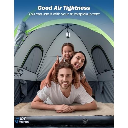 JOYTUTUS Truck Bed Air Mattress for 6.4-6.7Ft, Full Size Regular Beds for Pickup Outdoor Camping, Truck Tent Accessories with Carry Bag & Cup Holder & Cavity Design, Camel&Black