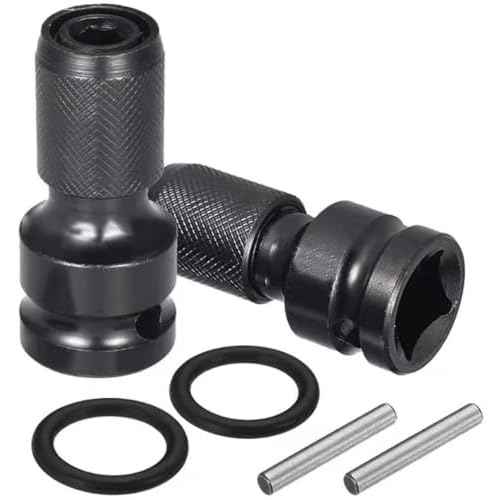 2PCS 1/2 inch Square Drive to 1/4 inch Hex Female Socket Adapter Converter Chuck Adaptor for Air and Electric Impact Wrench Impact Drill Ratchet Wrench,Quick Release