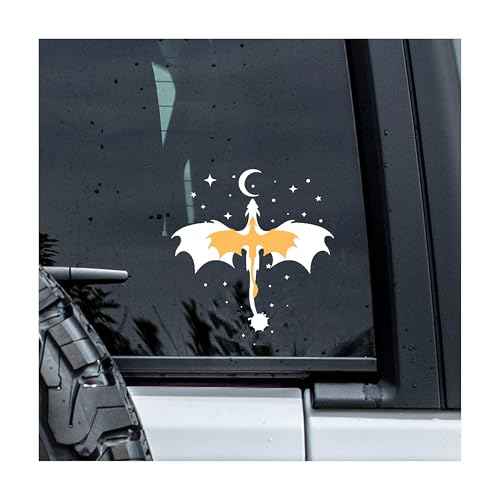 Dragon Fourth Wings Decal, Fantasy Reader Car Window Decals, 6 Inches UV DTF Tranfer Car Stickers, Bookish Weatherproof Car Truck Window Bumper Sticker, Car Stickers and Decals for Book Lovers