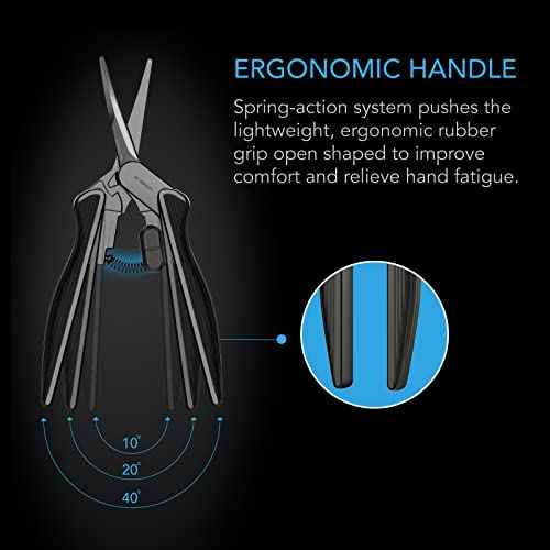 AC Infinity 6.6¡± Stainless Steel Curved Pruning Shear, Lightweight Ergonomic Design, Curved Precision Blades with Nonstick Titanium Coating for Gardening, Hydroponics, Grow Tents