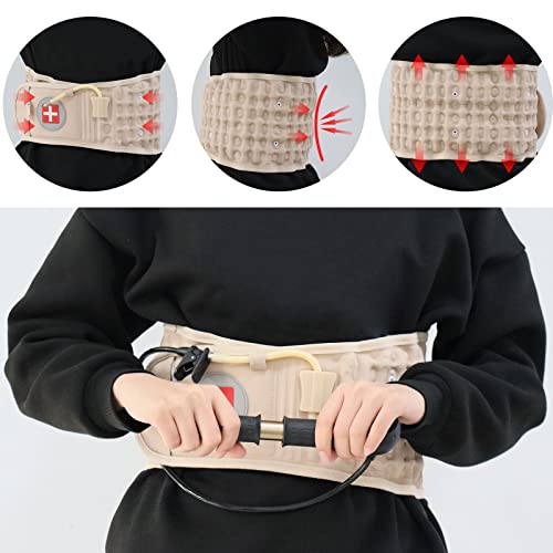 Decompression Back Belt Inflatable Lower Back Brace for Lower Back Pain Relief Lumbar Traction Device with Hand Pump, One Size Fits 29-49 Waist