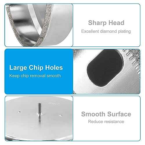 7-1/4 Inch Diamond Drill Bits, Glass Tile Hole Saw, Suitable for Ceramic, Glass, Tile, Porcelain, Marble