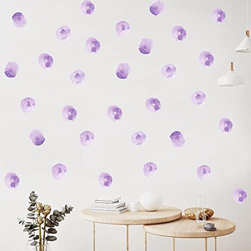 Polka Dot Wall Decals Removable Watercolor Wall Sticker for Kids Baby Girls Living Room Bedroom Playroom (Lavender Purple)