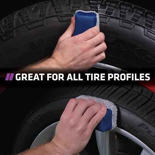 VIKING Tire Shine Applicator Sponges, Multi-Purpose Mesh and Microfiber Applicator Pad for Car Detailing, Blue and Grey, 2 Pack