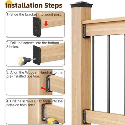 40 Pcs Deck Railing Bracket Connectors for 2"¡¿4" (Actually 1.5"x3.5") Wood Post to Handrail Connection, Railing Connectors with 280 Pcs Galvanized Black Screws for Wooden Stair Fence Railings