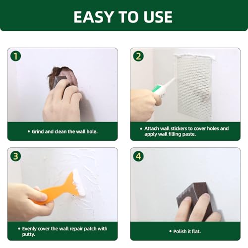 250g Wall Putty Hole Repair, Safe Wall Mending Agent, Drywall Repair Kit with Nozzle,Spackle for Drywall Paste, Easy to Fill Holes for Aluminum Metal Plaster Sheetrock Ceiling