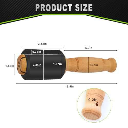 Wood Carving Mallet 15 oz - Non-Slip Urethane Head Woodworking Hammer for Chisels & Carving Tools (Black)