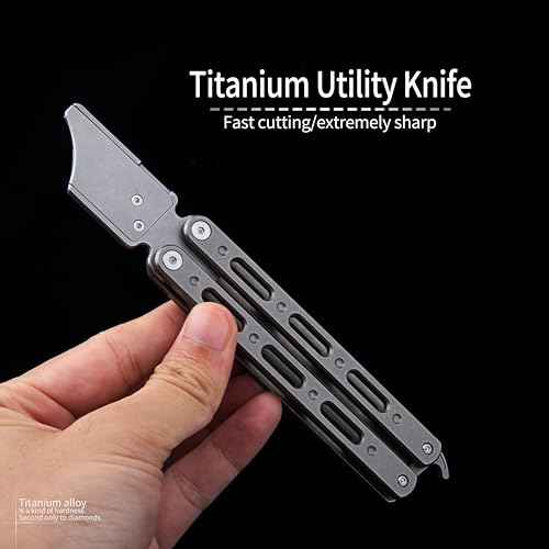 Titanium Utility Knife with Clip Mini Pry Bar EDC Box Cutter Flipper Pocket Knife For Outdoor
