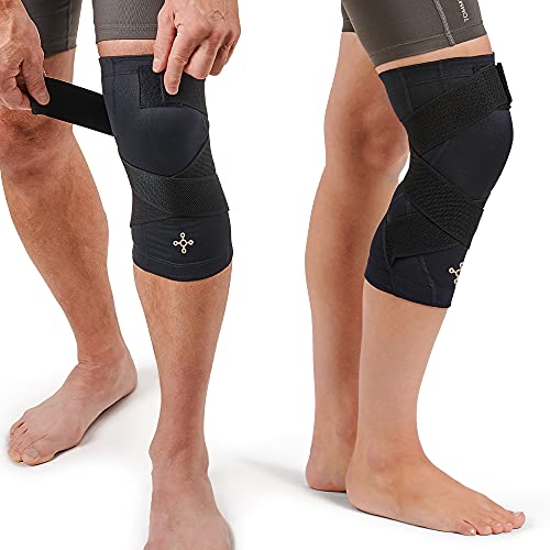 Tommie Copper Pro-Grade Compression Knee Sleeve, Unisex, Men & Women, Adjustable Ultimate Support Sleeve, Integrated Straps for Knee Stability & Muscle Support - Black, Small