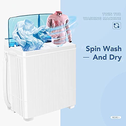 Bonusall Portable Washing Machine, 6.6 Lbs Mini Small Washer Machine, Single Tub Laundry Washer for Apartments, Dorms,Traveling, RV, Blue (BLUE1, 14.5LBS)