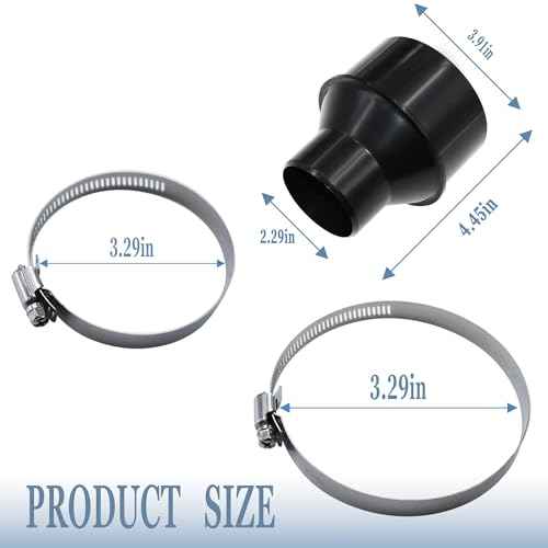 4 Inch Hose to 2-1/2 Inch Dust Collection Hose Cone Reducer Attachment for Dust Collection on Power Tool and Vacuum, Dust Collection Reducer Fitting with 2 Stainless Steel Hose Clamps