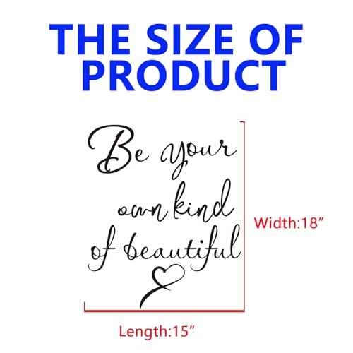Inspirational Quotes Bedroom Wall Stickers: Women Beautiful Home Positive Vinyl Art Wall Decals - Living Room Bathroom Kitchen Family Wall Decor - Be Your Own Kind of Beatiful 15" X 18"