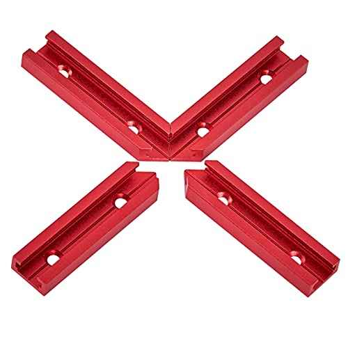 T Track 3" Intersection Kit with Wood Screws-Double Cut Profile Universal T-Track with Predrilled Mounting Holes - Woodworking-Fine Sandblast Anodized-Red Color-4PK