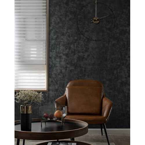 Yasinet Peel and Stick Wallpaper Black Removable Wallpaper Modern Black Contact Paper Dark Thicken Self Adhesive Textured Wall Paper for Cabinets Badroom Waterproof Vinyl 78.7"x 15.7"