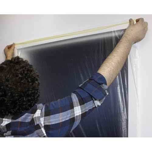 VViViD Chemical Grade Heavy-Duty Self-Adhesive Tape and Drape Masking Film Plastic Drop Cloth (22" x 108ft (2 Roll Pack))