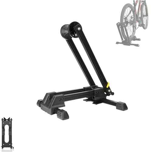 Rehomy Foldable Bike Stand, Metal Bicycle Rack for Mountain& Road Bicycles Storage, Wheel Holder Fit 20"-29" Tire