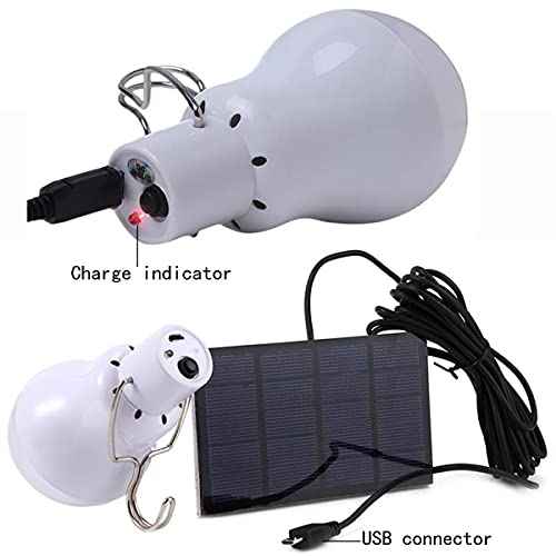 Solar Light Bulb Portable 350LM Solar Powered Camping Light Led Lantern Outdoor for Lamp Light Hiking Fishing Tent Indoor Shed Chicken Coop Hurricane Emergency with USB Chargeable