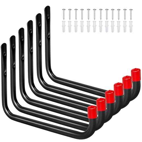 6-Pack Utility Hook,Garage Storage Hooks, Heavy Duty Utility Hooks, Shed Storage Hooks, 11 Inch Garage Heavy Duty Wall Hook for Bikes, Kayak and Hanging Ladders