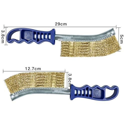 SALI 5pcs Wire Brushes for Cleaning Rust Removal Nylon/Brass/Stainless Steel Bristles with Curved Handle Grip for Dirt & Paint Scrubbing Removing Unfinished Metal Parts, Paint Stains Household Clean