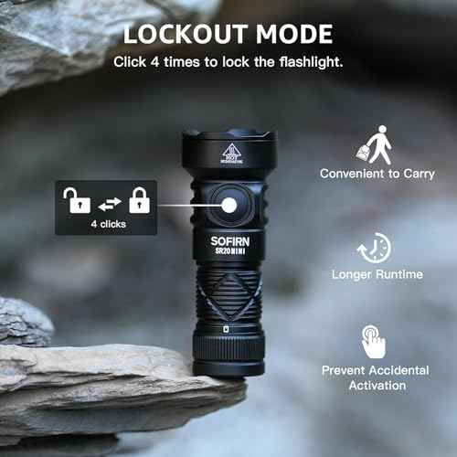 sofirn LED Rechargeable Pocket Red Flashlight, SR20 Mini Flashlight with 1200 Lumens Bright White Light, Red Light, Waterproof Small Light for Camping Hiking Hunting Fishing