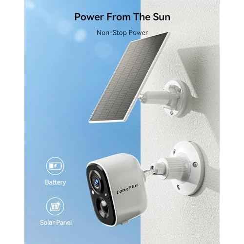 LongPlus Solar Security Cameras Wireless Outdoor, VicoHome Camera Wireless Camera for Home Security, Battery Powered WiFi Cameras with AI Motion Detection, 2-Way Talk, Cloud/SD Storage