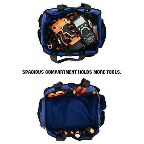 Housolution Gardening Tote Bag, Deluxe Garden Tool Storage Bag and Home Organizer with Pockets, Wear-Resistant & Reusable, 14 Inch, Blue