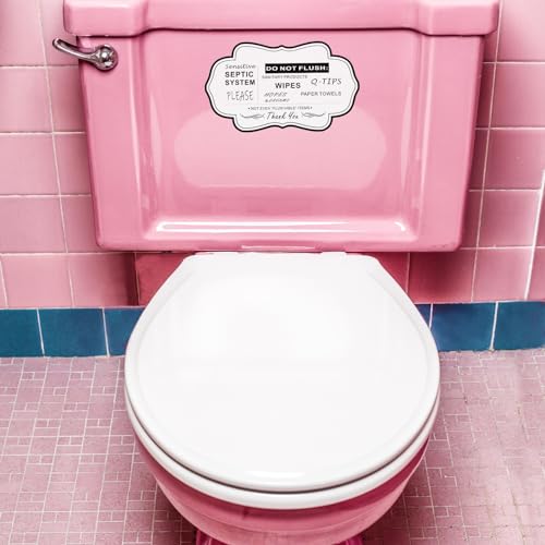 Do Not Flush Rules Sticker for Bathroom,5 Pack RAMIEYOO Design Bathroom signs Decals for Home,Business or RV,Cabin Bathroom.Self-Adhesive Sign Vinyl 7 * 4 inches (White)