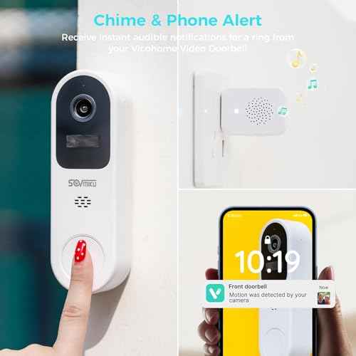 Vicohome DB3 2K Smart Video Doorbell with Chime, Home Security Battery Camera Wireless, Audible Alarm, Easy to Setup, Human Detection,Two Way Audio, 2.4GHz Wi-Fi, No SD Slot, 180 Days Exchange Policy