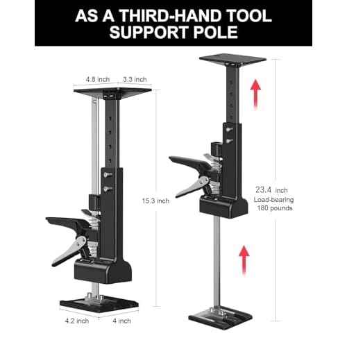 Kolvoii 2 Pack Cabinet Jacks, Multi-Function Hand Lifting Jack Tool, Up to 23.4 Inch Height Adjustment, Labor Saving Arm Jack, Third Hand Support System for Installing Cabinets