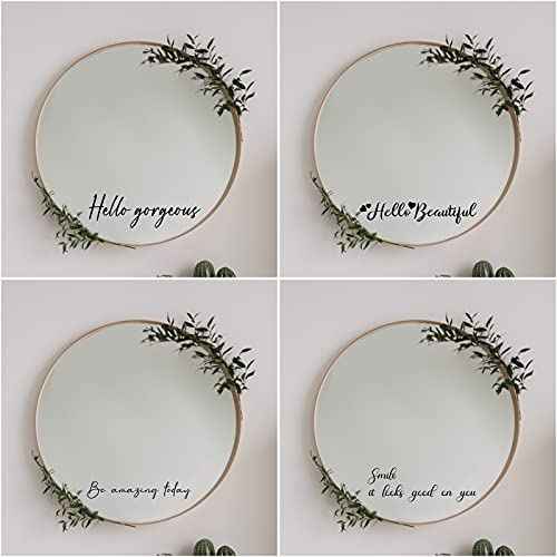 7 Pieces Inspirational Quote Mirror Decals Vinyl Wall Art Be Amazing Today Be Awesome Today Hello Gorgeous Hello Beautiful Decals Motivational Quote Wall Stickers for Bedroom Living Room Decoration