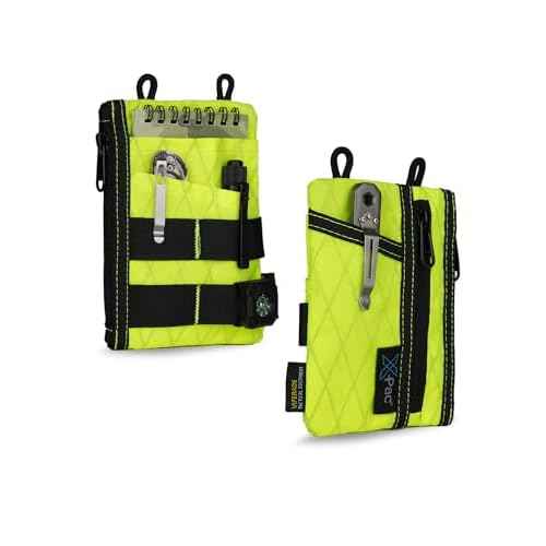 VIPERADE VE18N EDC Organizer, Slim Multitool Pouch with 4 Slots and 2 Zipper Pockets, Everyday Carry (XPAC-Hot Lime)