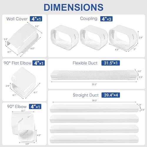 4¡±W 16.5Ft Decorative PVC Line Set Cover Kit for Mini Split Lineset Cover Kit for Air Conditioner & Heat Pump (White)