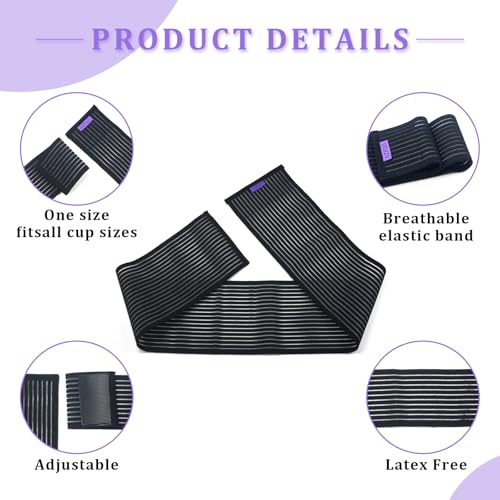 Abdomencare Breast Implant Stabilizer Band I Post Surgery Breast Band Chest Compression Wrap For Women I Breast Augmentation Band I Bra Breast Reduction Recovery Supplies For Healing I One Size (Black)