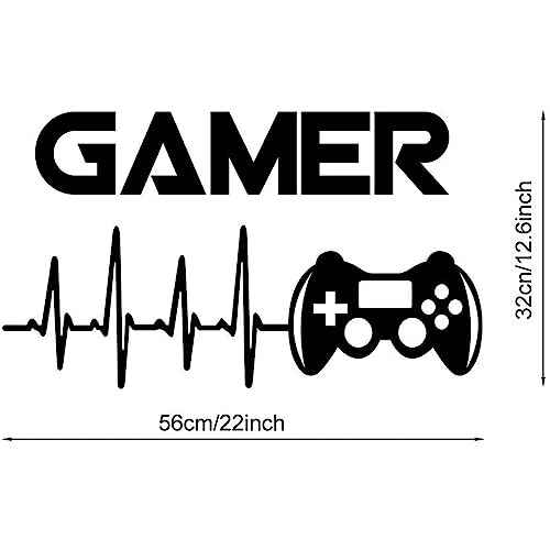 Game Room Decor Stickers Gaming Poster, hanlongyu Vinyl Gaming Decals Video Gamer Wall Decor, Easy to Peel and Stick Wallpaper Mural for Teen Bedroom Playroom Home Decorations (Gamer)