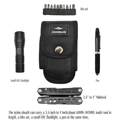 Multitool Snap Sheath Fits Up to 4'' Multitools,Tool Sheath for Leatherman,Gerber,Tool Holster for Belt Horizontally and Vertically Carry(Small Size)