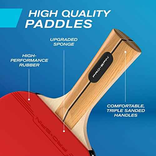 PRO SPIN All-in-One Ping Pong Set - Retractable Ping Pong Net for Any Table (72"), Ping Pong Paddles and Balls, Storage Case - Portable Table Tennis Family Games, Gifts for Boys & Girls