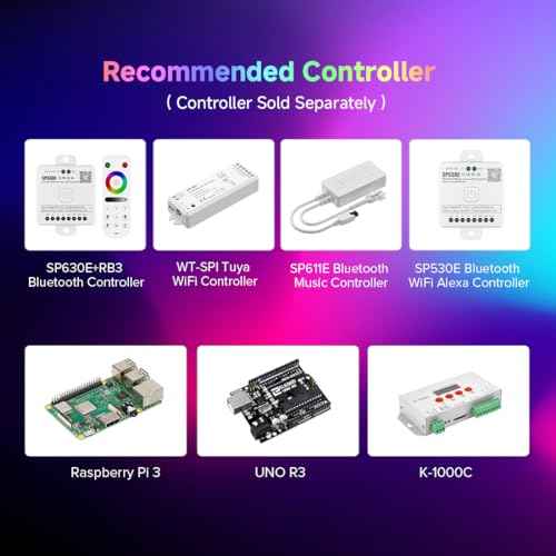 BTF-LIGHTING FCOB IP66 WS2811 IC RGB COB LED Strip 864LED/m Flexible High Density Color Chasing Uniform Light DC24V 24FT 24IC/m 12mm Width for DIY Lighting Projects(No Adapter or Controller)