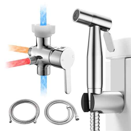 Hot and Cold Handheld Bidet Sprayer for Toilet, Warm Water Bidet with Adjustable Pressure, Hand Held Attachment for Warm Water, Ideal for Feminine Hygiene, Elderly Care, Pet, Cloth, Diaper