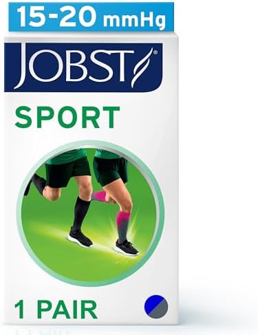 JOBST Sport Knee High 20-30 mmHg Compression Socks, Royal Blue/Grey, Medium